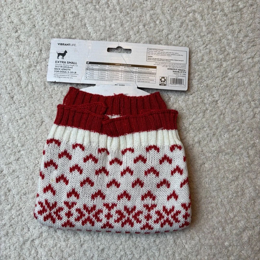 Vibrant Life Dog Sweater‎ XS Green Red Lot of 2 Holiday Gingerbread Merry Bright